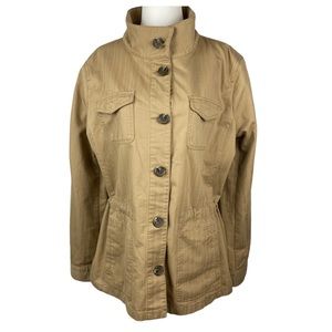 Talbots Women's Utility Jacket 100% Cotton Cinch Waist - Barn tan  Size L